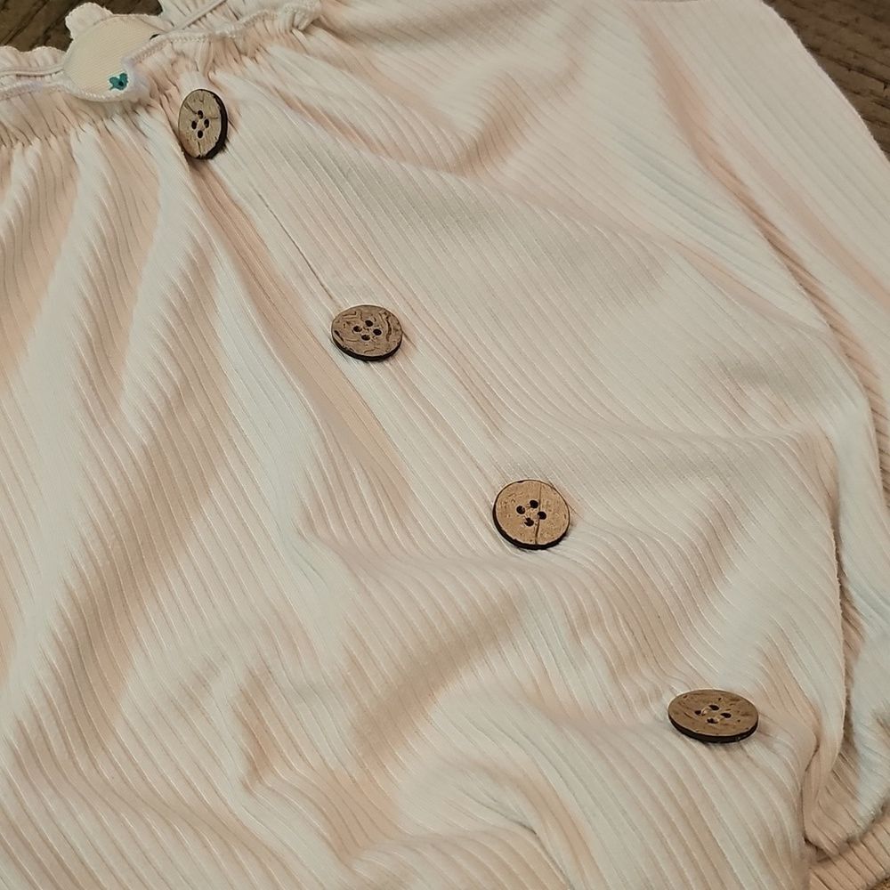 Cream Ribbed Crop Top Size 8 - Picture 2 of 8